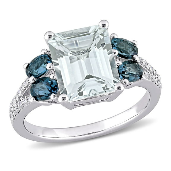 Everly Women's Aquamarine and Topaz Sterling Silver Ring