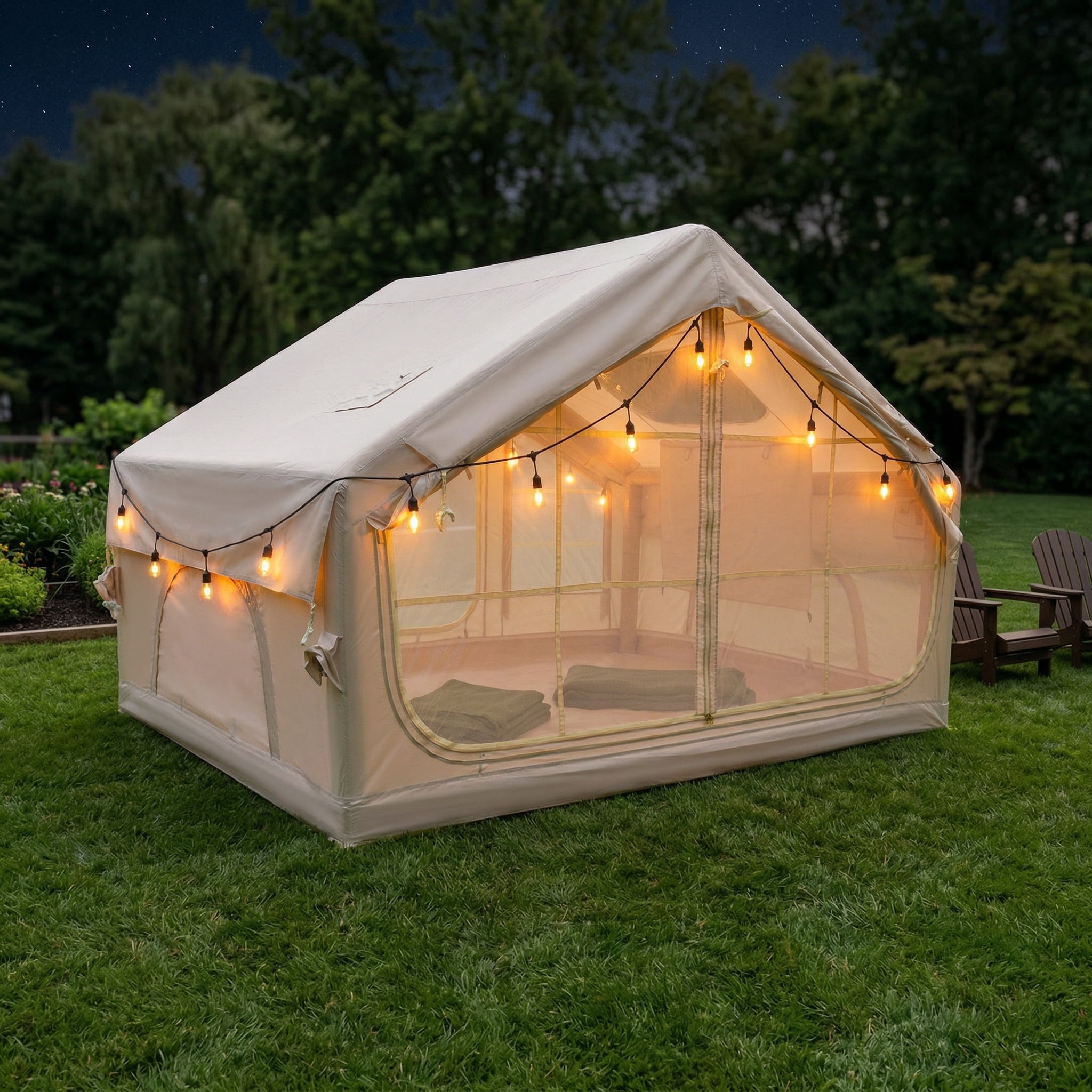 NOBOLEA Inflatable Camping Tent 4-6 Person, 5-Min Quick Setup Air Tent with Electric Pump, Waterproof 420D Oxford Family Tent with Mesh Windows for Outdoor