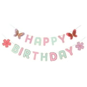 Butterfly Garden, Happy Birthday Banner, 17 Pennants, Paper, 2 Strands
