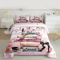 thumbnail image 2 of Manfei Smart Perfume Bedding Comforter Set,Romantic Flower Floral Twin Comforter Sets,White Pink Striped Bedding Set For Girls Kids,Luxury Bedroom Decor Reversible,2-Piece, 2 of 8