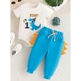 thumbnail image 2 of FEORJGP Infant Baby Boy Girl First Birthday Outfit 6M 12M 18M Toddler Short Sleeve Romper Dinosaur Embroidery Crew Neck Jumpsuits Elastic Waist Pants Kids Cute Fashion Funny Cartoon Summer Clothes Set, 2 of 7