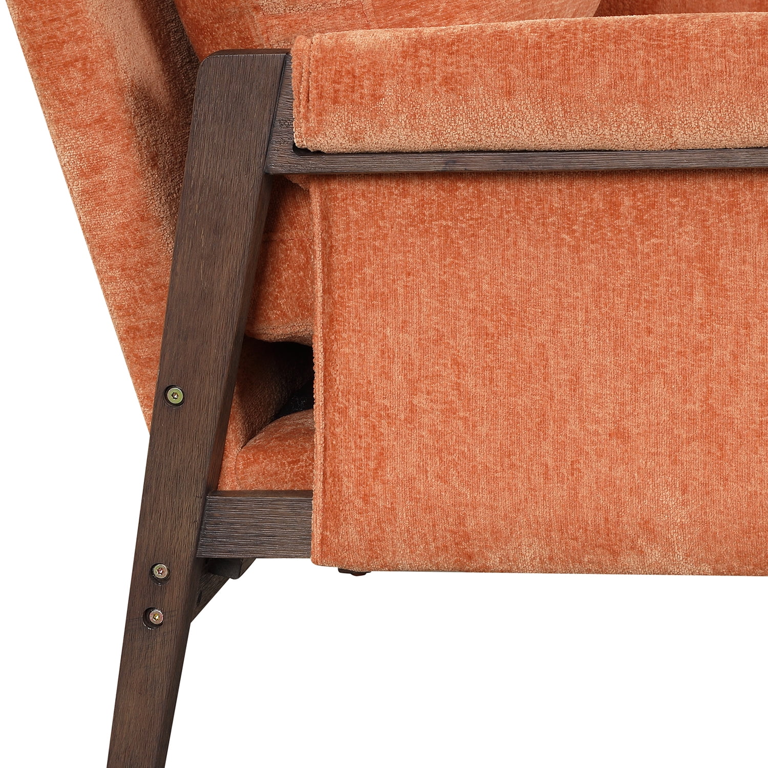 Kadyn Modern Velvet Accent Chair, Solid Wood Leisure Chair with Thick Seat Cushion, Upholstered Armchair for Living Room, Orange