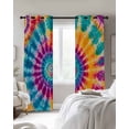 thumbnail image 4 of Colorful Tie-Dye Blackout Curtains for Bedroom Living Room Darkening Curtains 63 Inches Long Ethnic Modern Abstract Watercolor Window Curtain 2 Panels Set Window Treatment Grommet Drapes 52"x63", 4 of 9