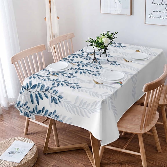 Blue Botanical Tablecloth Rectangle Table Cloth 60x84 , Waterproof Tablecloth Outdoor Table Cloth, Pastoral Spring Floral Summer Birds Washable Table Cover for Kitchen Dining Party