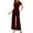 Wine, variant on Jumpsuits for Women, Womens Casual Round Neck Short Sleeved Medium Waist Wide Leg Jumpsuit