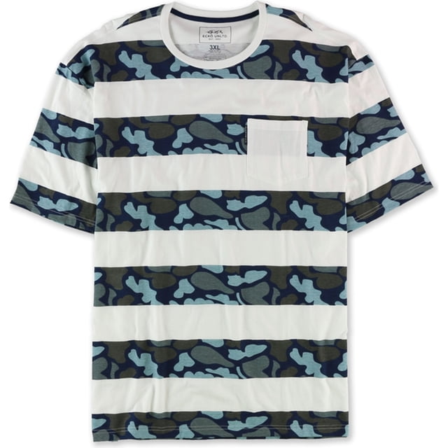 Ecko Unltd. Camiseta gráfica con bolsillo de rayas de camuflaje para hombre, blanca, mediana
