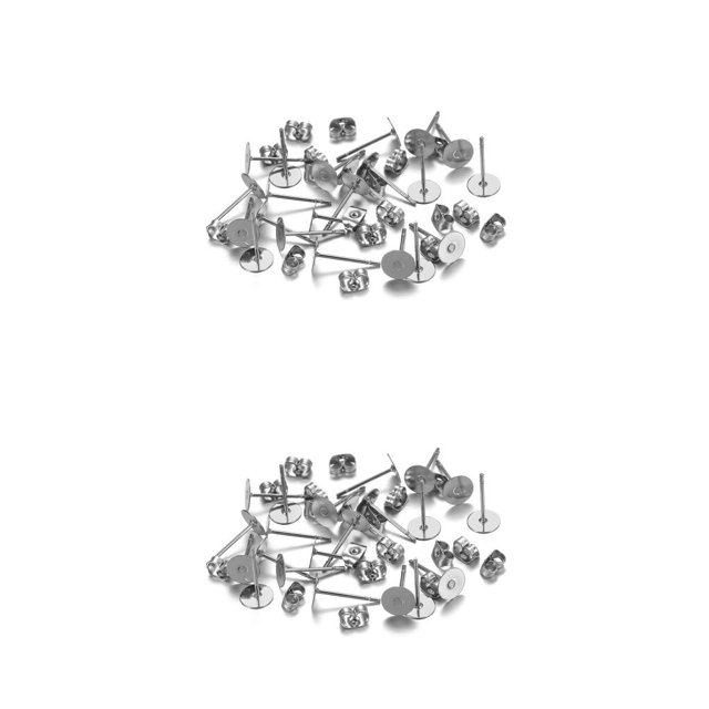 Wisewang Earring Stud Base Multi Stainless Personality Ear Pins Setting Decorations Jewelry Making Tool Beach Using Supplies Steel Color 6mm 2Set
