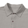 thumbnail image 4 of LEKWK 2 Piece Casual Set for Men Long Sleeve Button Down Shirt and Drawstring Pants Lightweight Breathable Sleepwear Summer Casual Lounge Outfit Gray S, 4 of 6
