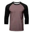 thumbnail image 5 of Men's 3/4 Sleeve Shirts Crew Neck Baseball T Shirts Moisture Wicking Athletic Tops Soft Cotton Blend Casual Sports T-Shirt for Daily Wear Pink XXXL, 5 of 6