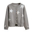 thumbnail image 3 of TRKIYQC Prendas de punto de otoño para mujer con botones, cárdigan de punto de manga larga con cuello redondo y estampado de estrellas TRKIYQC  moda, 3 of 7