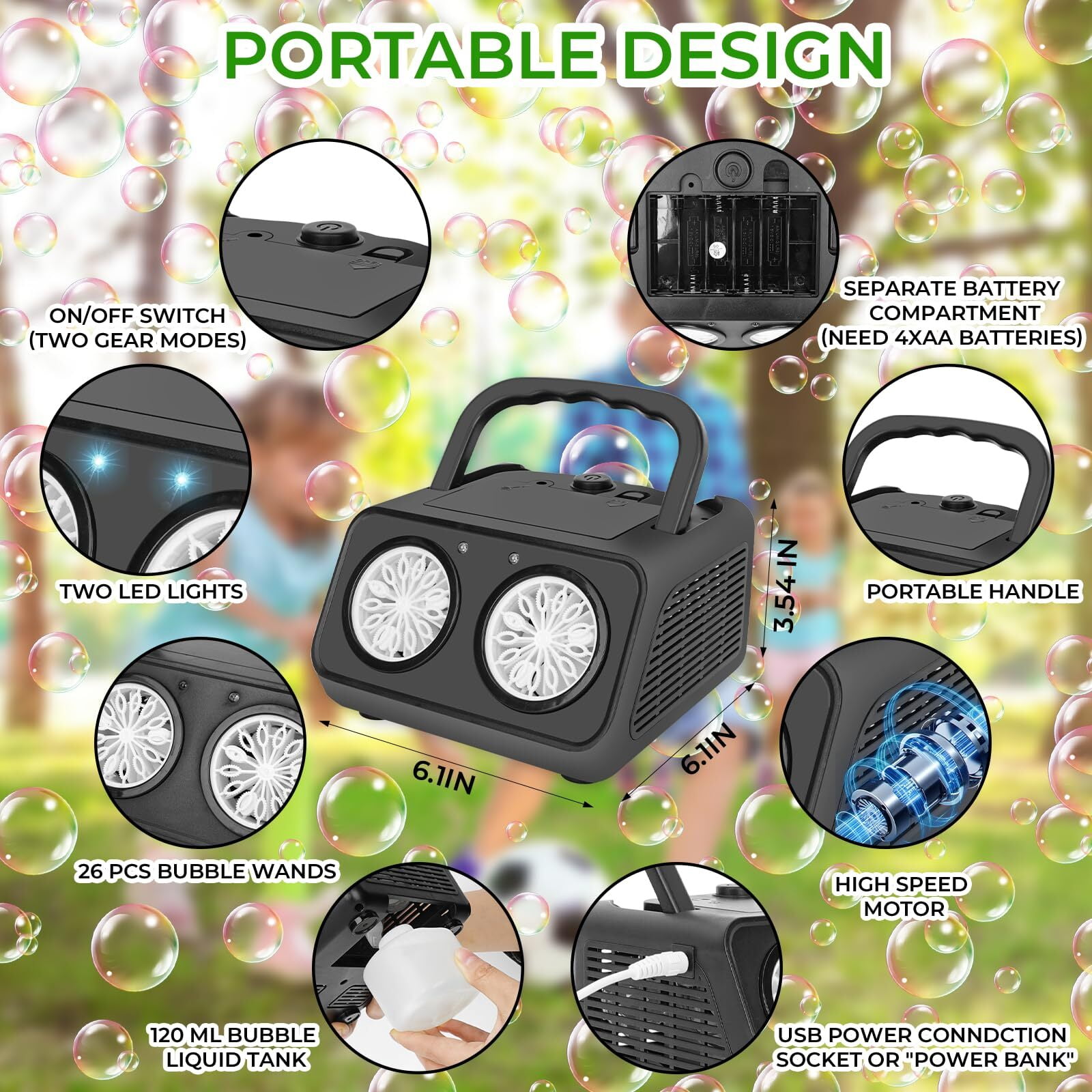 JUGAAD LIFE Bubble Machine for Toddlers & Kids Upgrade Automatic Bubble Blower with 2 Fans, Bubble Maker Plug-in or Batteries Bubble Toys for Kids Outdoor Birthday Party, Wedding