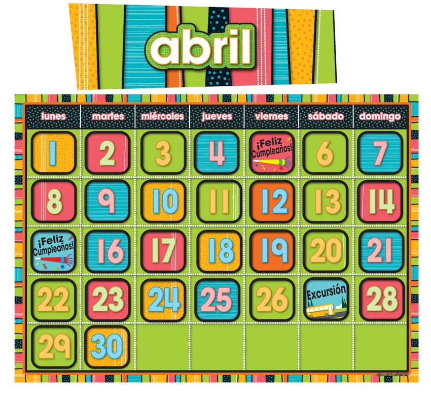 Stylin’ Stripes Spanish Calendar Bulletin Board Set