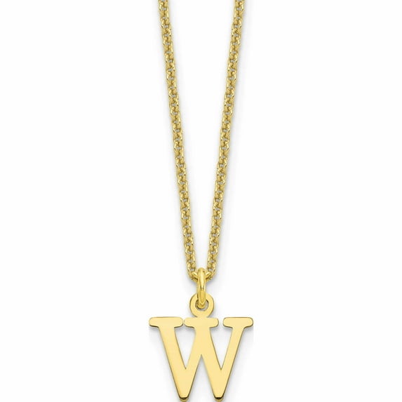 10K Yellow Gold 10Ky Cutout Letter W Initial Necklace Made In United States -Jewelry By Sweet Pea
