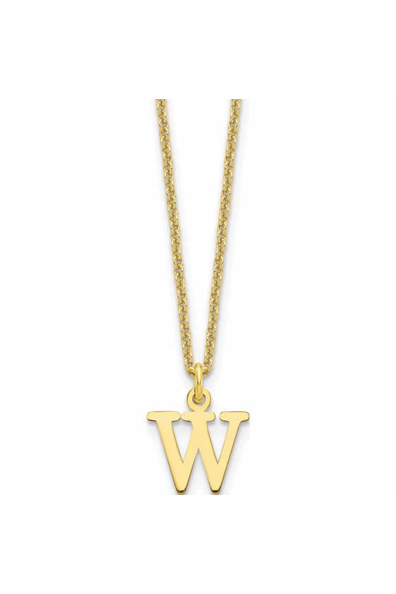 10K Yellow Gold 10Ky Cutout Letter W Initial Necklace Made In United States -Jewelry By Sweet Pea