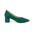 thumbnail image 3 of BLISSFUL STEP Women's Pointy Toe Slip-on Low Chunky Heels Pumps Green (Size 7.5), 3 of 6