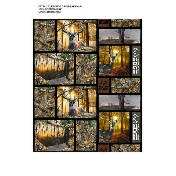 Realtree Cotton Fabric with Daybreak Edge Patch allover design-Sold by the Yard