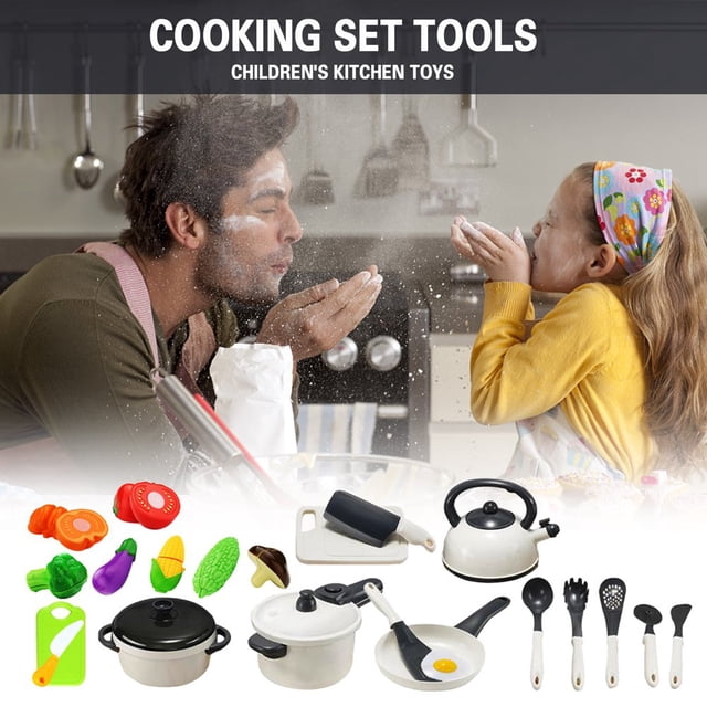 Play-house Simulation Kitchen 14-Piece Toys Baby Cooking Meal Toy Great Gift