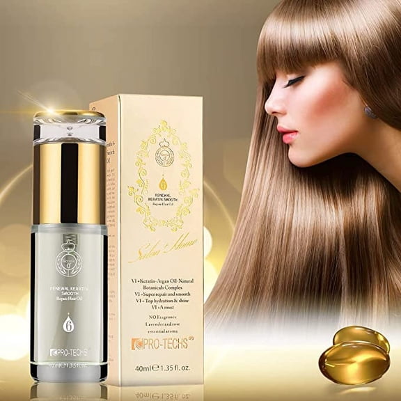 Pro-Techs Renewal Keratin-Argan Oil- Botanical Complex Vitamin A Super Repair Hair Oil for Dry, Damaged Hair- Leave-in Formula- Lightweight- Breakage Reducer 40 ml.