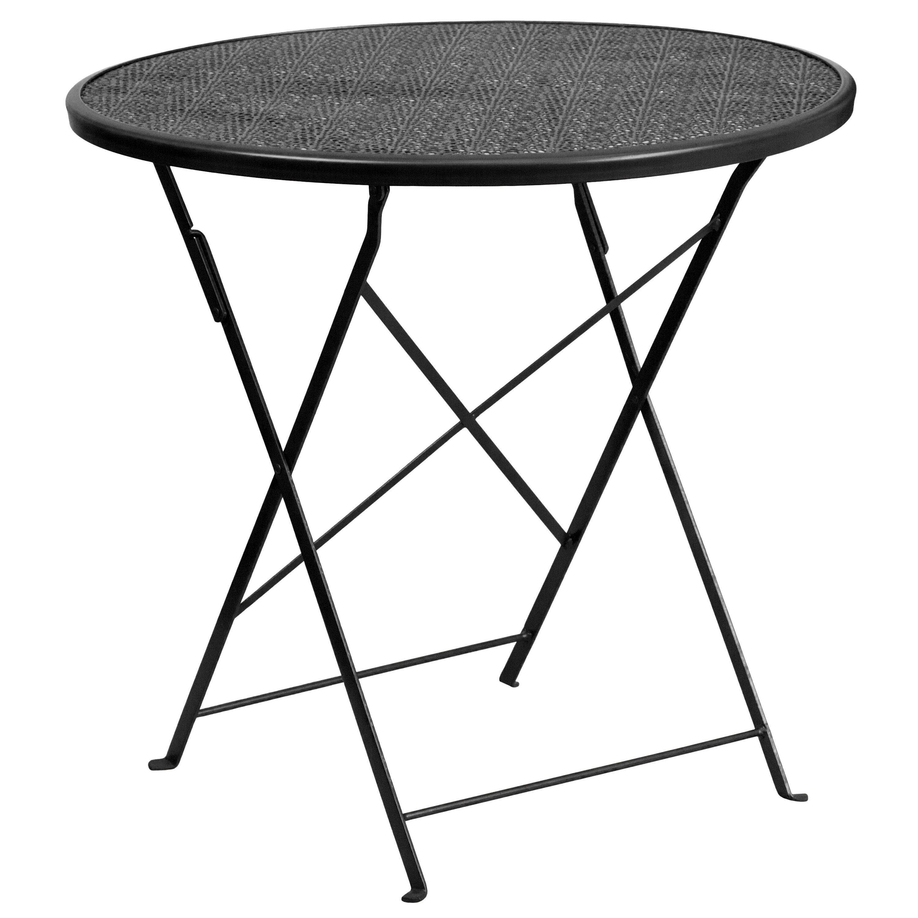 Flash Furniture 30-in. Round Steel Folding Patio Table Set w/ 4 Chairs Black - image 5 of 5