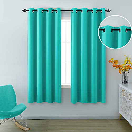 Turquoise Curtains  63  Inch Length for Kids Room 2 Panels 