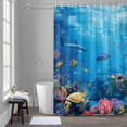 thumbnail image 5 of Ocean World Bathroom Shower Curtain, Sea Turtle Coral Starfish Fish Shark Fantasy Waterproof Washable Soft Bath Curtain for Bathtub Decor with 12 Hooks&Grommet, 36x78 Inch, 5 of 9
