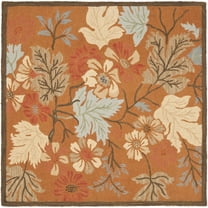 SAFAVIEH Blossom Charlotte Floral Wool Area Rug, Rust/Multi, 6' x 6' Square
