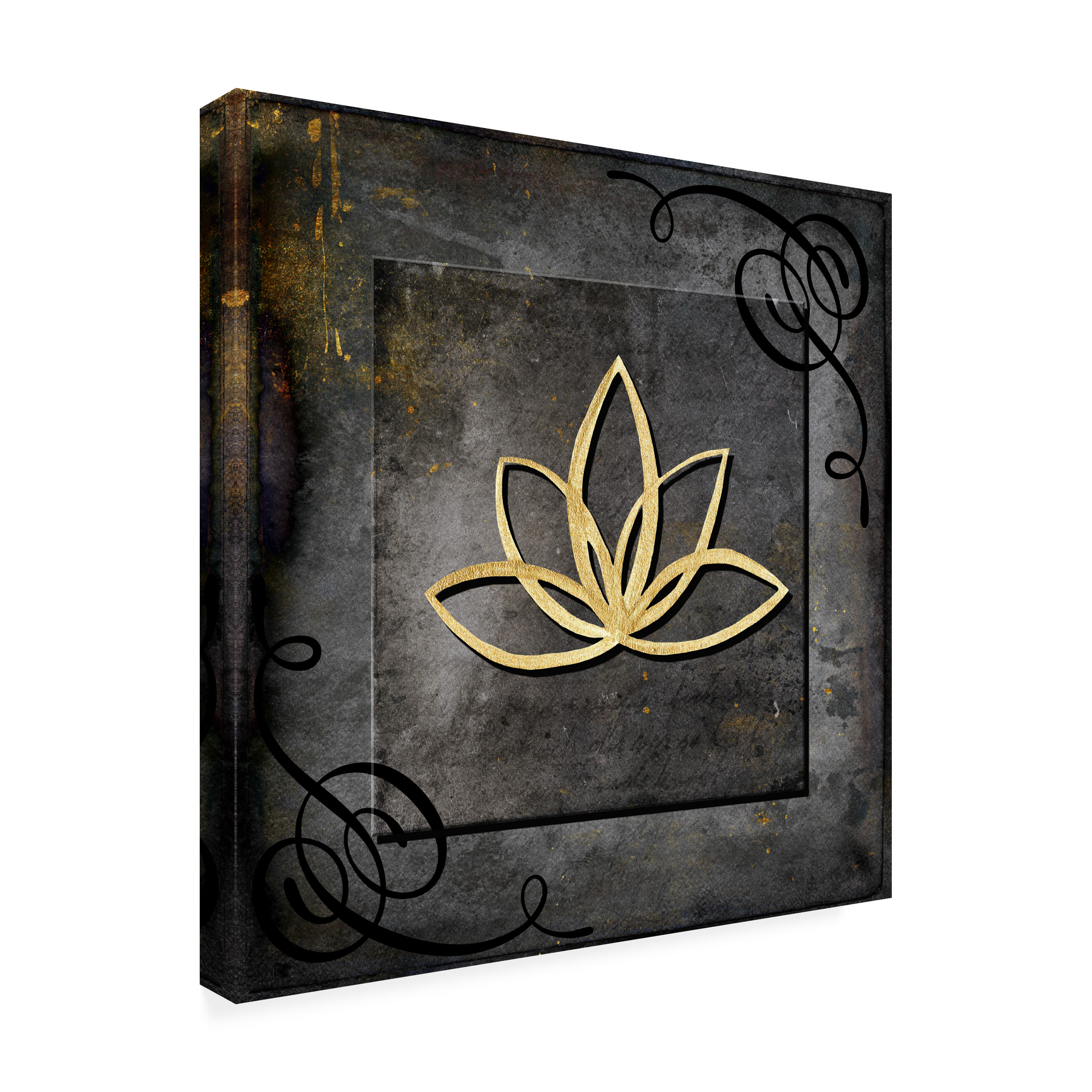 LightBoxJournal 'Grunge Gold Crown Lotus' Canvas Art