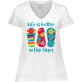 thumbnail image 3 of Inktastic Life is Better Flip Flops Women's Plus Size V-Neck T-Shirt, 3 of 5