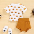 thumbnail image 7 of Babibeauty Baby Girl Summer Clothes Short Sleeve T-Shirt Top+Ruffle Short Pant+Headband Outfits, 7 of 7