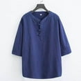 thumbnail image 2 of Men's Casual Short Sleeve T-Shirt Round Neck Solid Color Mandarin Collar Relaxed Fit Spring Summer Tee Comfortable Breathable Daily Wear Mens Summer Lightweight Pullover Tee Shirts, 2 of 3