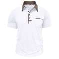 thumbnail image 2 of Kakii Men's Vintage Polo Shirts Fashion Tactical Polos Contrast Collared Shirt with Pocket, 2 of 6