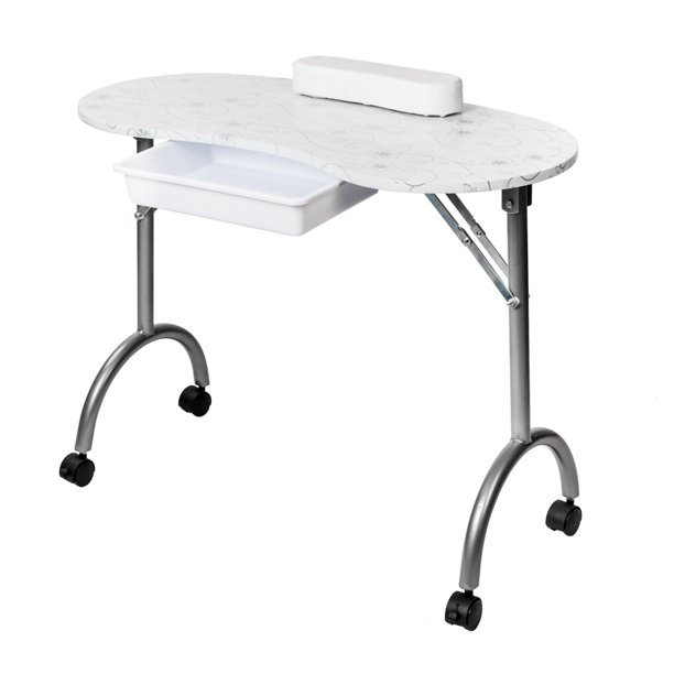 Nail Table Station Portable Manicure Tech Desk with Free Bag Case