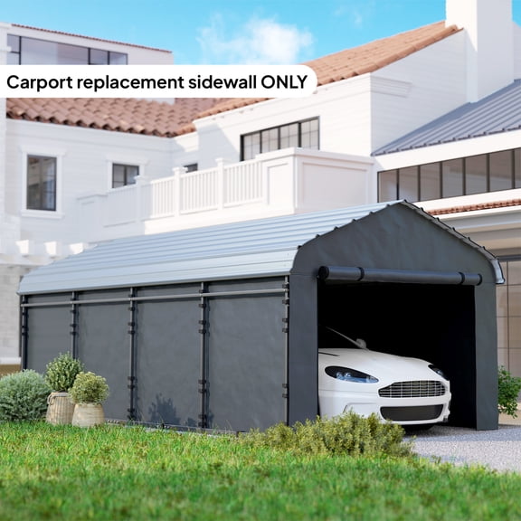 Outsunny Carport Replacement Sidewall Panel Set of 4 for 10' x 15' Carports, UPF50 Waterproof PE Tarp Replacement Side Wall Cover, Dark Gray