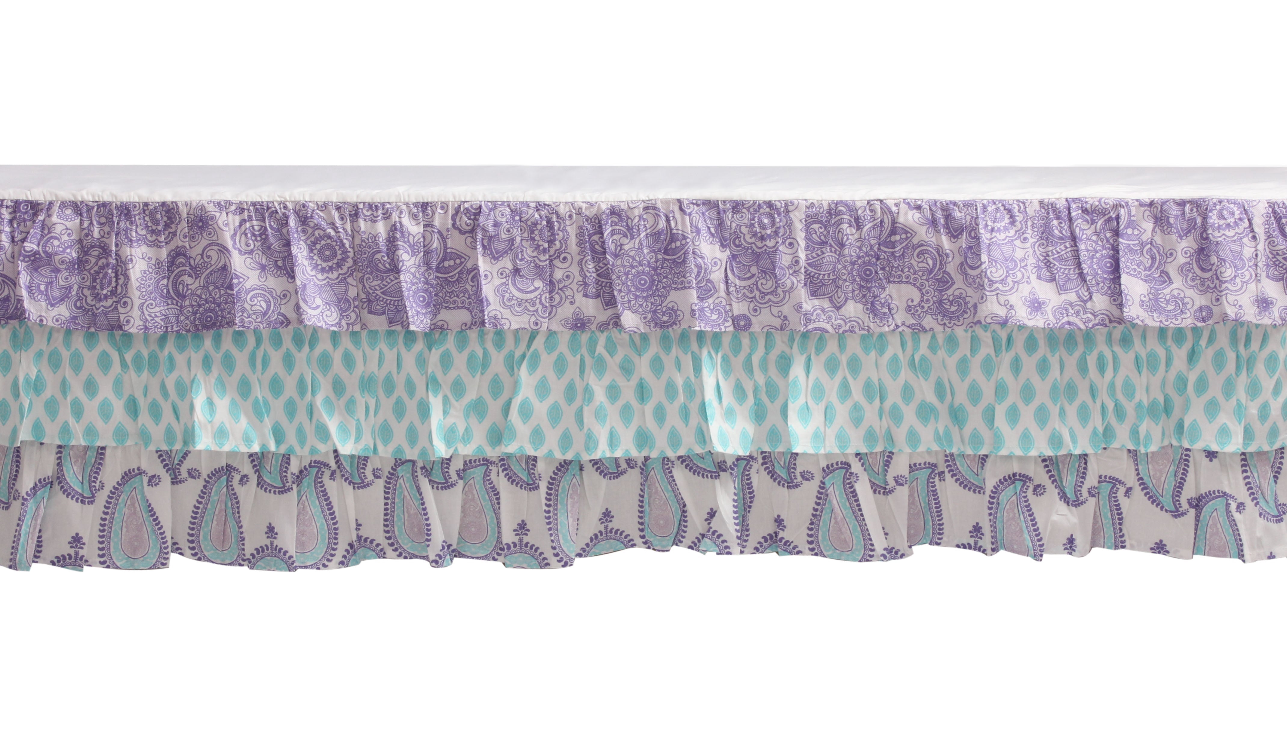 Bacati - Paisley Isabella 3-Piece Crib Bedding Set - Lilac/Purple/Aqua Girls
