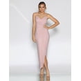 thumbnail image 1 of Vestidos de dama de honor de sirena con cuello en V y tirantes finos elegantes, corsé plisado sin mangas, fajas hasta el tobillo, vestidos de baile de graduación, 1 of 5