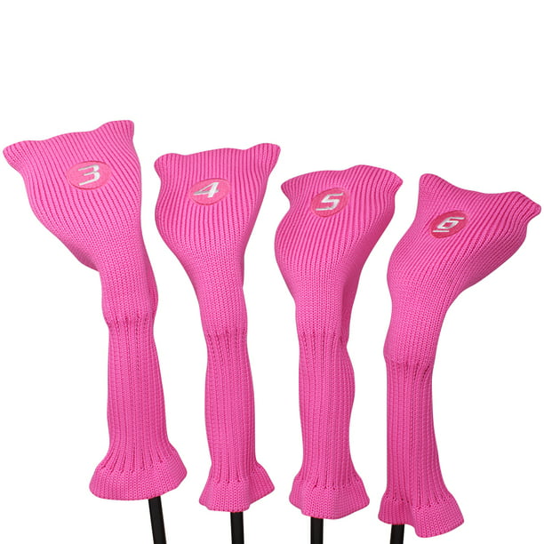 Majek All Hybrid Golf Club Pink Headcover Set 3-6. Neoprene Acrylic ...