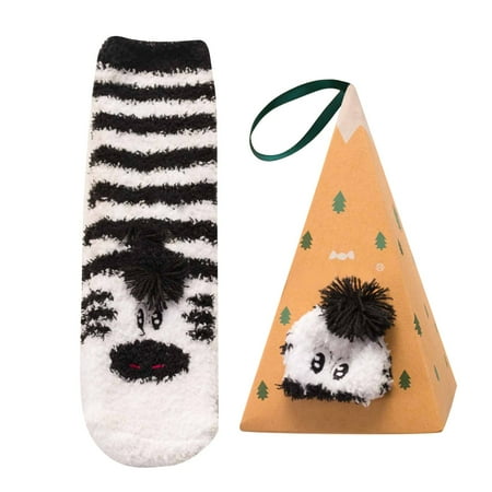 

Heiheiup Cute 3D Animal Socks With Gift Box Coral Fleece Socks Winter Thickened Cartoon Embroidery Floor Christmas Socks Table Mirror Centerpiece