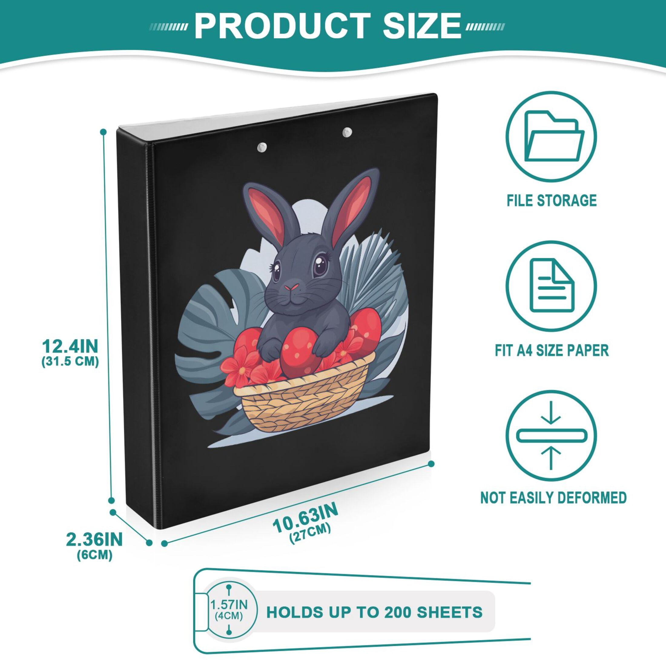 joogoo Rabbit-a5 Hardcover 3 Ring Binder 1.5" Round Rings Interior Pockets Binders Organizer 2 Pack