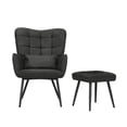 thumbnail image 5 of Abble Faux Leather Accent Chair with Ottoman and Toss Pillow for Living Room, Bed Room, Black, 5 of 6