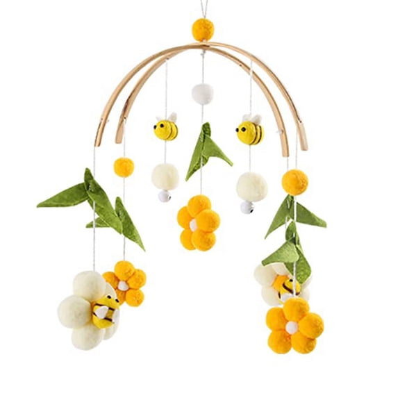 Baby Crib Mobile for Boys Girls/Bees Nursery Mobile/Nursery Mobile/Gender Neutral Felt Ball Mobile/Ceiling Mobile