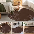 thumbnail image 5 of Round Area Rugs Collection 4 Ft, Brown Flowers Non-Slip Residential Carpet, Pastoral Abstract Floral Minimalist Art Indoor Crawling Mats Runner Rugs for Living Room/Dining Room/Bedroom, 5 of 8