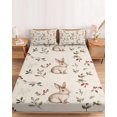 thumbnail image 2 of Twin Sze Fitted Sheet Set - Bunny Flower 2 Piece Bedding Sets 16" Deep Pocket Fitted Sheet with 1 Pillowcase, Farmhouse Rabbit Plant Pastoral Fruit Brushed Microfiber Hotel Luxury Bed Sheets, 2 of 9