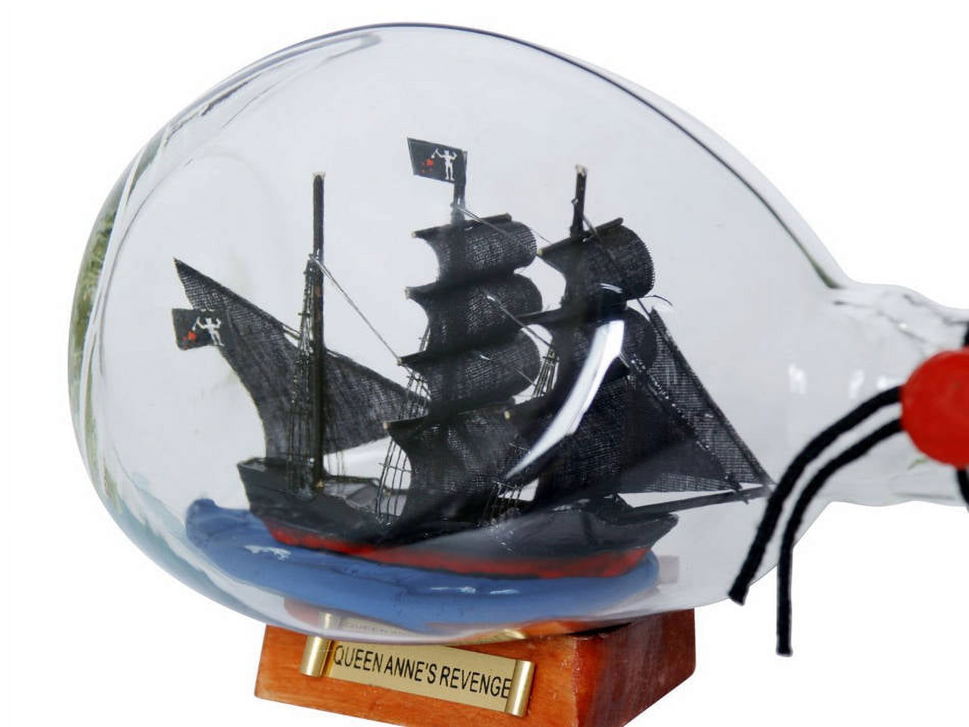 Handcrafted Model Ships  Blackbeards Queen Annes Revenge Pirate Ship in a Bottle 7 in. Ships In A Bottle Decorative Accent - image 2 of 3