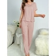thumbnail image 1 of Pijama de primavera y verano para mujer, de seda de leche, pantalón de manga corta, traje clásico de color sólido, informal, 1 of 5