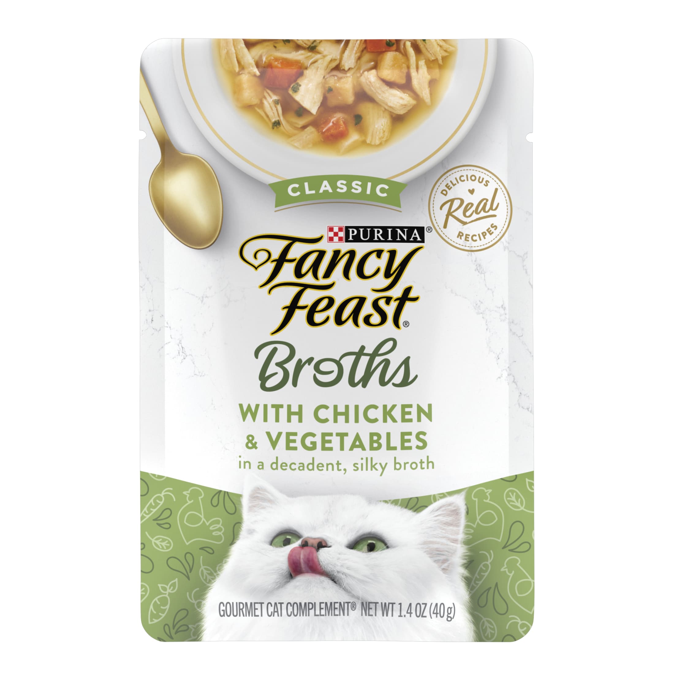 Purina Fancy Feast Broths, Wet Cat Food, Chicken & Veggies, 1.4 oz Pouch
