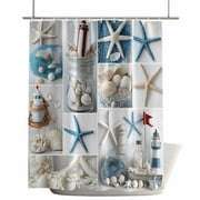 Shower Curtains for Bathroom-36"x72",Summer Coastal Ocean Starfish Shell Waterproof Bath Curtain Grommet Shower Curtain Set with Hooks,Nautical Marine Life Theme Washable Bath Accessories