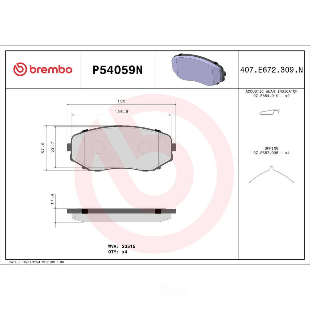 Brembo P54059N PRIME Ceramic Brake Pad Set