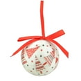 thumbnail image 3 of Northlight 10-Piece Red and White Decoupage Shatterproof Christmas Tree Ball Ornament Set 1.75", 3 of 3
