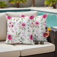 thumbnail image 5 of Pink Flowers Pillow Covers 2 Pack Floral Leaves Watercolor Plant Spring Pillowcase Waterproof Outdoor Throw Pillow Cover for Patio Garden Square Cushion 24”x24”, 5 of 9