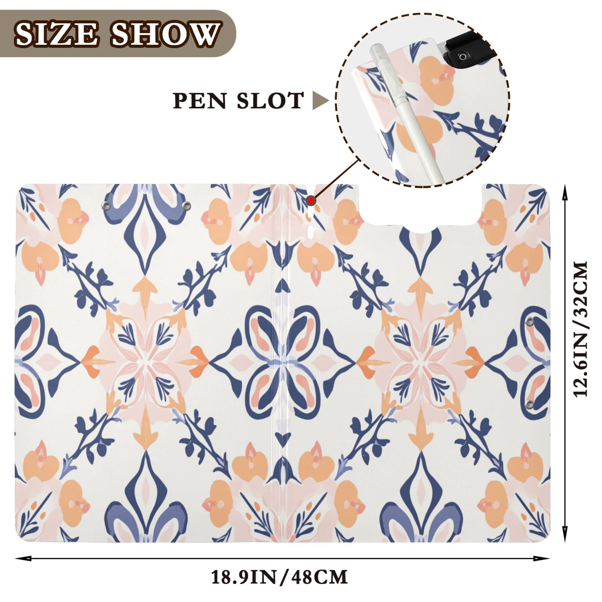 FORMRS A4 Clipboard Folder with Pen Holder Horizontal Foldable School Office Binder, Colorful Abstract Pattern